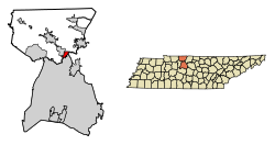 Location of Ridgetop in Robertson County, Tennessee.