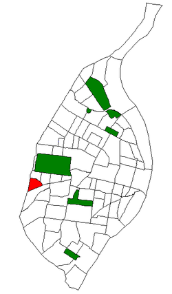 Location (red) of Franz Park within St. Louis