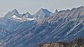 Mount Selkirk (left) and Catlin Peak (center) from northeast at Sunshine Meadows