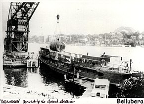 Removal of boiler during conversion from steam to diesel-electric propulsion, 1935/36