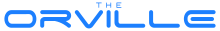 "THE ORVILLE" written in a stylized sans-serif blue font, similar to Star Trek: The Next Generation