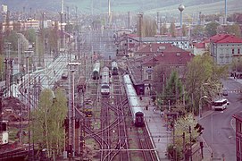 View of the station at Děčín from the Schäferwand