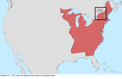 Map of the change to the international disputes involving the United States in central North America on October 21, 1778