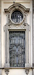 Baroque window of the Palazzo Sormani (Milan, Italy)