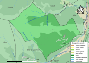 Carte en couleurs présentant l'occupation des sols.