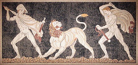 Mosaïque de la chasse au lion (fin du IVe siècle av. J.-C.)