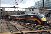 Grand Central 180107 approaching London King's Cross in August 2012