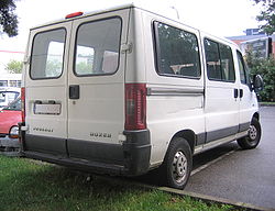 Rear view (from the right) of the van.