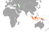 Location map for Armenia and Indonesia.