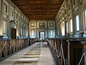 Salle de lecture de la bibliothèque Laurentienne (1524-1571), Florence.