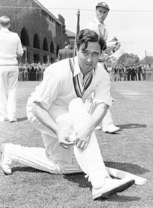 Black and white photo of Denis Compton