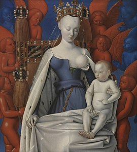 Virgin and Child Surrounded by Angels at Melun Diptych, by Jean Fouquet