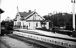 Hörk station vid Frövi-Ludvika Järnväg omkring år 1900.