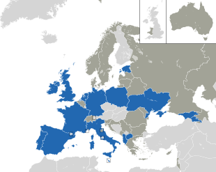 Um mapa colorido dos países da Europa