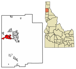 Location of Post Falls in Kootenai County, Idaho