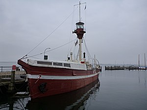 Fyrskeppet Læsø Rende i hamnen i Heikendorf.