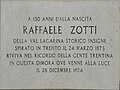 Lapide dedicata a Raffaele Zotti, Borgo Sacco (Rovereto)