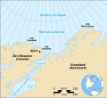 L'île d'Ellesmere et le Groenland, séparés par des détroits.