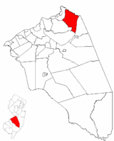 Location of Chesterfield Township in Burlington County highlighted in red (right). Inset map: Location of Burlington County in New Jersey highlighted in red (left).