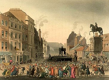 The pillory at Charing Cross, Ackermann's Microcosm of London, 1808–1811