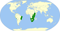 Distribución geográfica del pato morado.