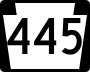 Pennsylvania Route 445 marker