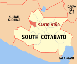 Map of South Cotabato with Santo Niño highlighted
