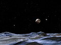 View from Hydra. Pluto and Charon (right); Nix (left) (artist concept).