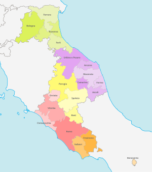 L'articolazione amministrativa dello Stato Pontificio attorno al 1850