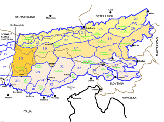 Die Westlichen Rätischen Alpen (Abschnitt 15) nach SOIUSA innerhalb der Ostalpen