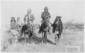 Image 25"Geronimo's camp before surrender to General Crook, March 27, 1886: Geronimo and Natches mounted; Geronimo's son (Perico) standing at his side holding baby." By C. S. Fly. (from Photojournalism)