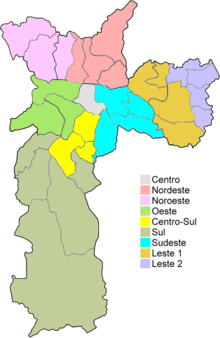 Official Administrative Zones of São Paulo.