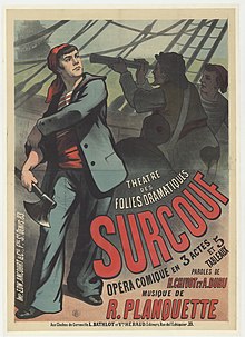 bright theatrical poster showing young man in old French sailor outfit