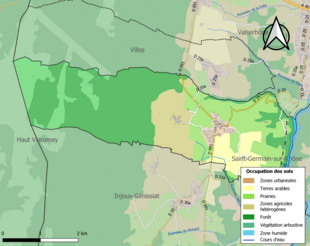 Carte en couleurs présentant l'occupation des sols.