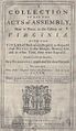 1733 Acts of Assembly for the Colony of Virginia