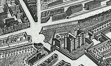 バスティーユ鳥観図 『テュルゴーのパリ地図（英語版）』より　1734年