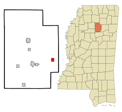 Location of Vardaman, Mississippi