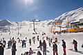 Skiers and snowboarders at the resort
