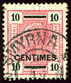 10 centimes (issue 1906) cancelled at Smyrna in Turkey