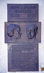 Memorial plaque at the Berlin building where the Harnacks lived, 61 Hasenheide, Berlin-Neukölln