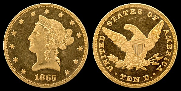 Liberty Head eagle, new style, by Christian Gobrecht and the United States Mint