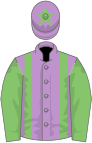 Mauve, light green braces and sleeves, light green star on cap