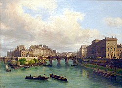Giuseppe Canella, Le Pont-Neuf, la Cité, la Monnaie et le quai de Conti (1832) musée Carnavalet (Paris). Le quai de Conti est visible à droite.