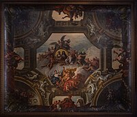 Detail of upper hall ceiling artwork