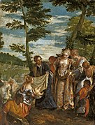 保羅·委羅內塞的《摩西被救出水中》（Mosè salvato dalle acque），50 × 43cm，約繪於1580年，來自腓力四世的收藏[40]