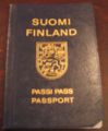 الغلاف الأمامي لجواز السفر الفنلندي قبل عام 1996