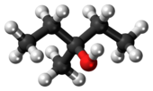 Ball-and-stick model of 3-methyl-3-pentanol