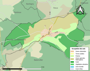 Carte en couleurs présentant l'occupation des sols.