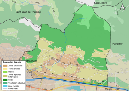 Carte en couleurs présentant l'occupation des sols.