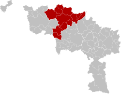 Location of the arrondissement in Hainaut